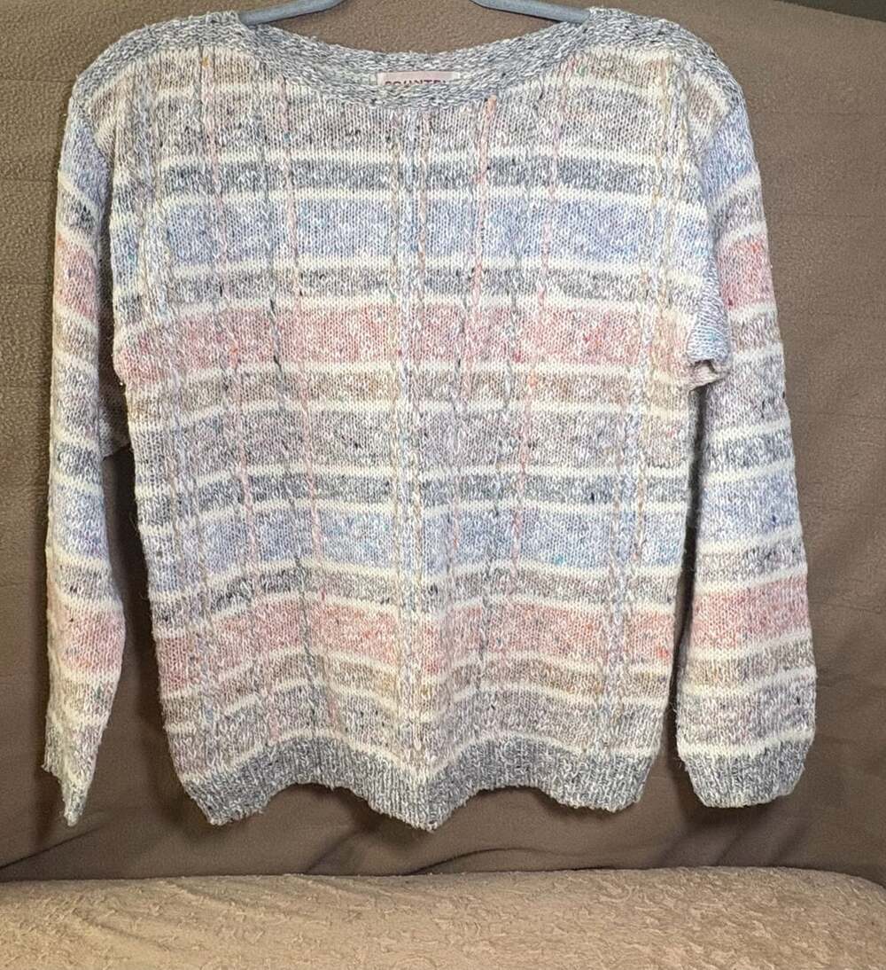 Country Craft Striped Cable Knit Sweater Size L Multicolor Vintage